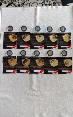 USA:n kullattuja presidentti dollareita 10 kpl.mint laatua