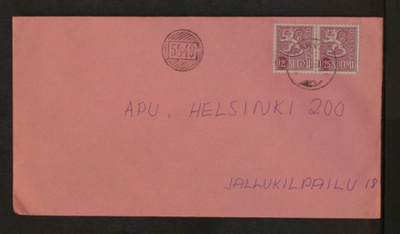# 22884 # Numeroleima 5849 + Karvia kirje Helsinki