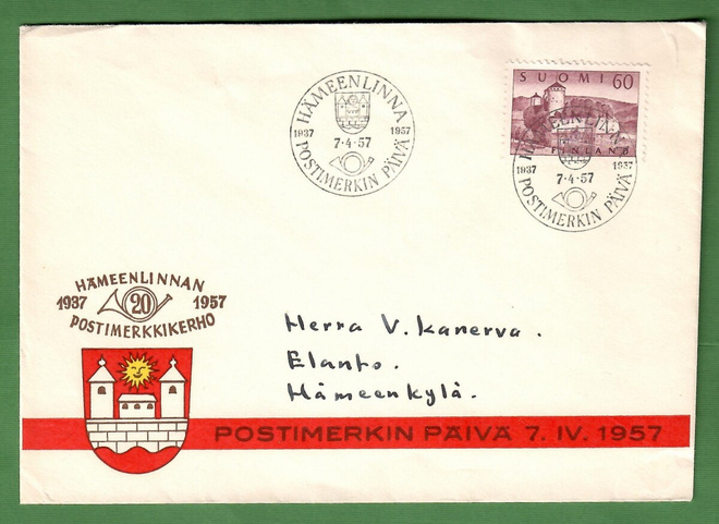 FDC Hämeenlinna 7.4.1957(100)