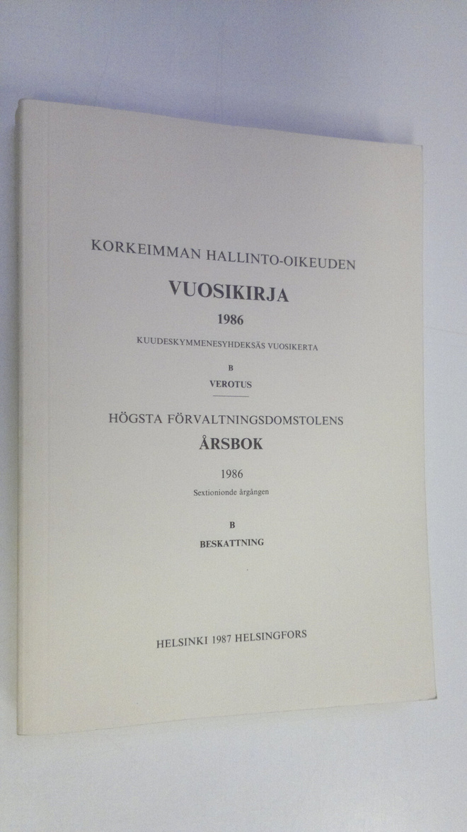 Korkeimman hallinto-oikeuden vuosikirja 1986 B, Verotus