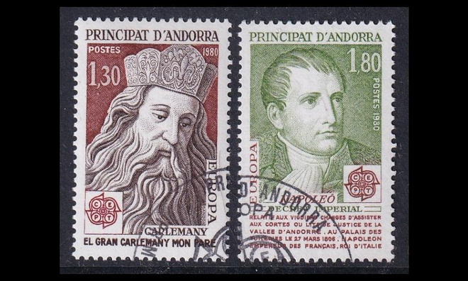 Andorra Fr 305-6 o Europa merkkihenkilöitä (1980)