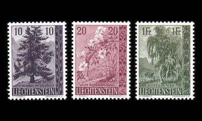Liechtenstein 357-9 ** Puut ja pensaat (1957)