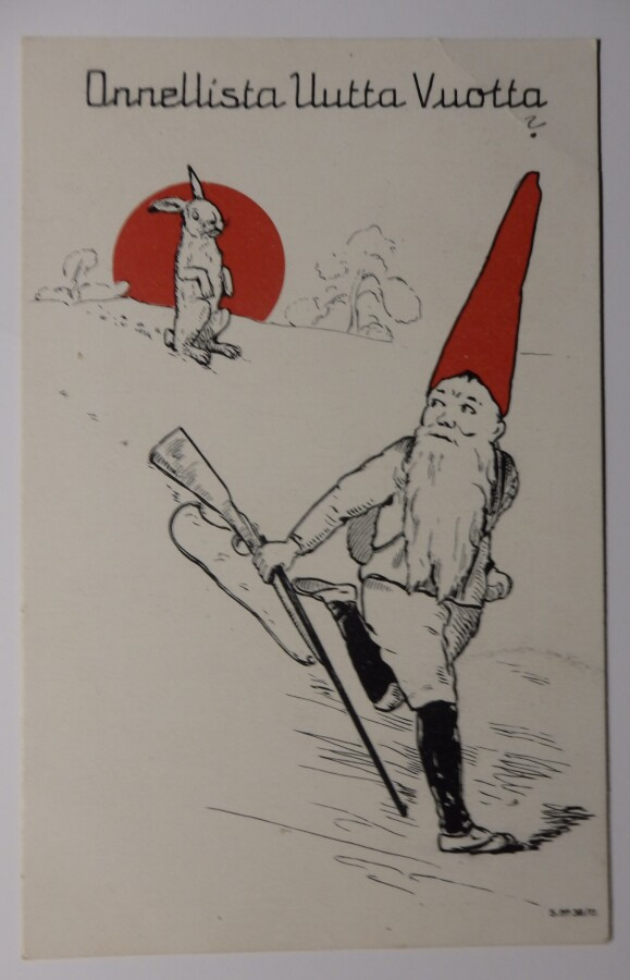Uudenvuodenkortti, piirt. A. Scheack, 1920-lukua