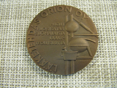 Lääketehdas Orion OY mitali 1967 /E.Liuksela 1967.