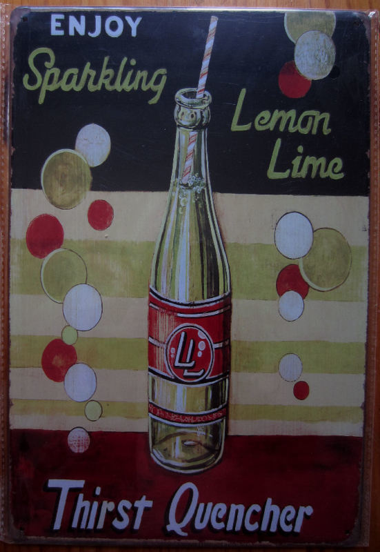 Lemon Lime Drink - (retro style) - Metallinen taulu 20x30cm