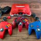 Nintendo 64 Clear Red konsoli JAPANI - pikkukuva 1