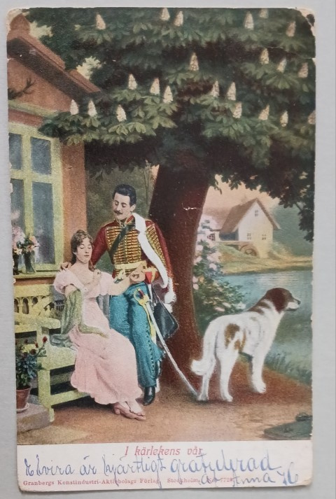 Rakkauden kevät: leidi, husaari ja koira, p. 1905