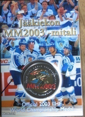* Jääkiekon MM 2003 Virallinen Mitali Uusi Lue Kuvaus