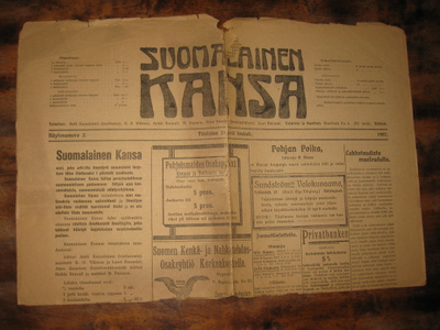 Sanomalehti Suomalainen Kansa 28.5.1907