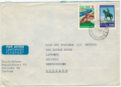 1967 Mannerheim ym lentokirje Itävaltaan