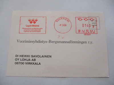 1984 Rovaniemi Lapin Malmi frankk. kortti