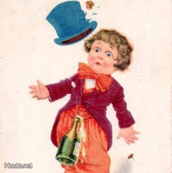 LAPSET / Silinterihattu, poika ja kuohuviini. 1920-l.