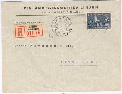 1930 5mk Olavinlinna R-kirje Saksaan