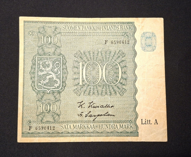 100 Markkaa 1945 Litt,A