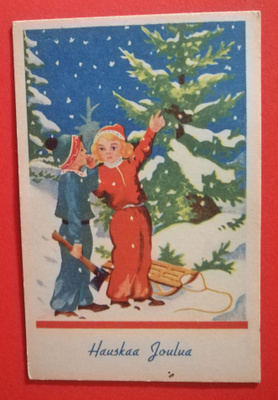 Vanha joulukortti kulk 1941