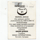 Jääkiekko Olympia-MM 1972 n:o 21 MARCEL SAKAC - pikkukuva 2