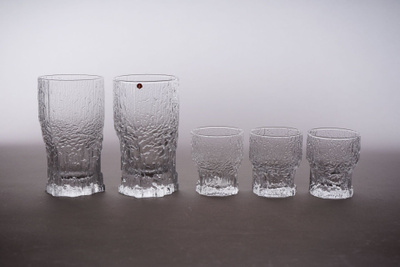 1012. 5kpl Iittala 'Aslak' juomalasi, Tapio Wirkkala.