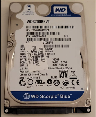 WD 320GB 2,5" 5400RPM sata kovalevy