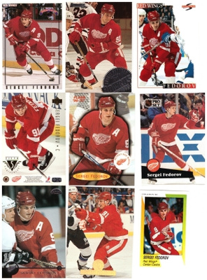 9 x SERGEI FEDOROV Detroit Red Wings A