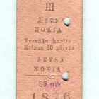 Junalippu Äetsä-Nokia 1947, pieni, pahvia. - pikkukuva 1