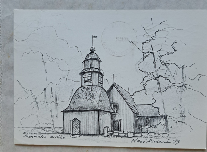 Sammatin kirkko, piirretty, kulkenut 1993