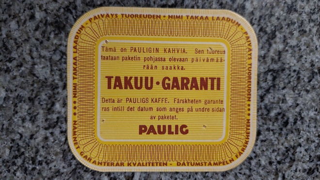 Kahvilappu - Paulig, Takuu-Garanti