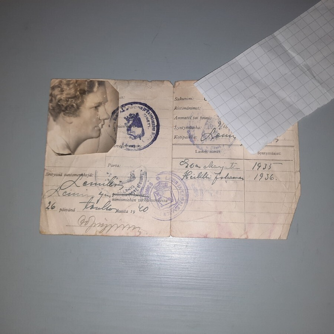 Henkilöllisyystodistus v-1940 Lemin poliisi