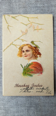 Antiikki joulukortti, kPk painotalo logo, Carte Postale
