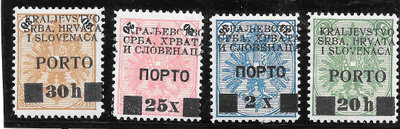 Jugoslavia - 1919 Porto päällep. nurin (Mic. 14,18,19,20) *