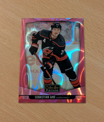 2024-25 OPC Platinum Sebastian Aho Pink Magma