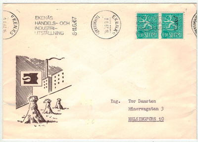 M63 1963 10p pari painotuote "EKENÄS HANDELS- OCH INDUSTRI-U