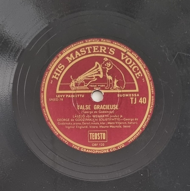 Savikiekko 1954 Lazlo von Weimerth His Master's Voice TJ 40