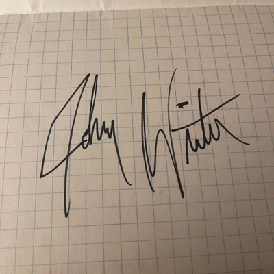 Johnny Winter nimikirjoitus paperilla