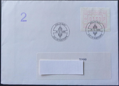 Frama "Finlandia 88" FDC 31.10.1986, kirjeellä