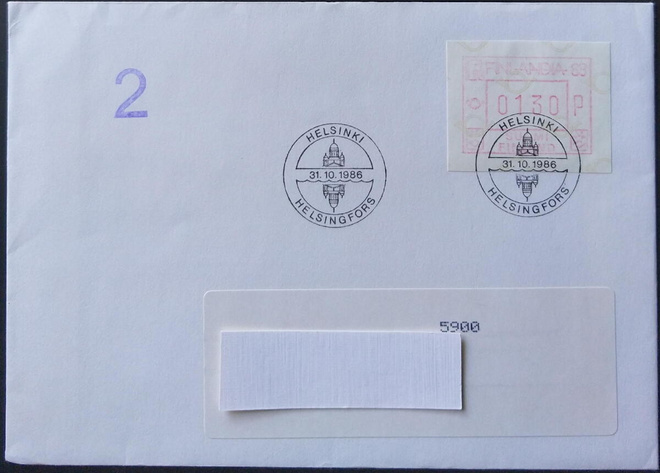 Frama "Finlandia 88" FDC 31.10.1986, kirjeellä