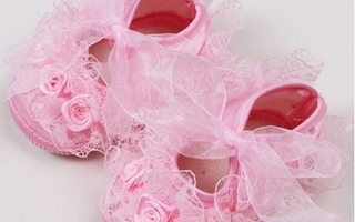 Vauvan pinkki tossut, koko 11cm (n. 0 - 12 kk)