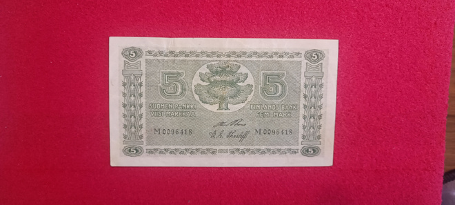 5 markkaa 1922 Ei Litt vaikeampi allekirj.pari BRS-The