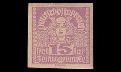 Itävalta 301y ** Sanomalehtimerkki 15 H harm.pap (1920)