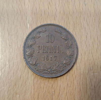 10 penniä 1917  NII monogrammilla
