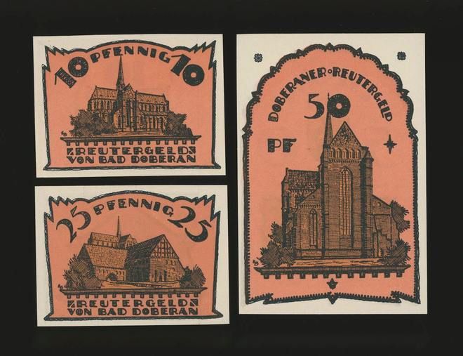 Saksa Notgeld 10, 25, 50 Pfg, Bad Doberan 1921