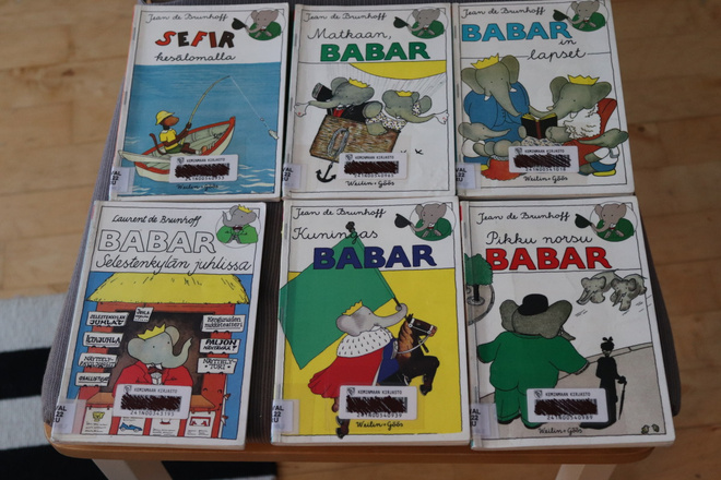 Jean de Brunhoff : 6 kpl Babar 18x12 cm kirjoja ( 1987 k.po)