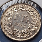 Silver Sveitsi 1/2 ja 1 frangin rahat 1957 - pikkukuva 3