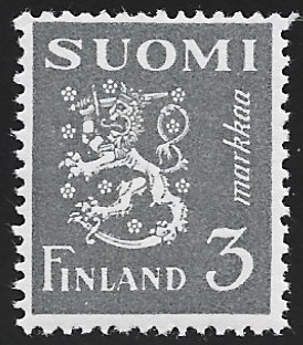 1947 M-30 Leijona 3 mk vaaleanharmaa ** Lape 334 d  VSP Lm6