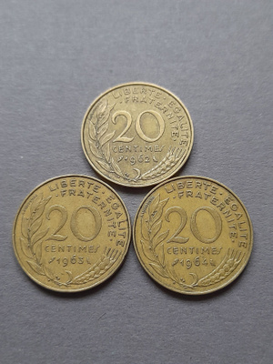 Ranskan 20 centimes 1962-1964