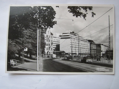 Postikortin Alkup.Mallikappale Helsinki Raitiovaunu 1950-l