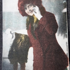 Vanha antiikki kortti, lady lumipallot kädessä v. 1914 ? - pikkukuva 1