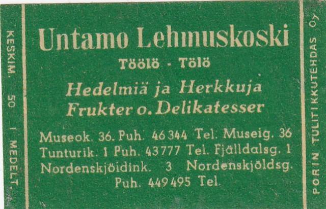 Helsinki, Töölö, Untamo Lehmuskoski    6/13