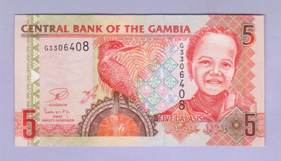 Gambia 5 Dalasis v.2013 UNC P-25
