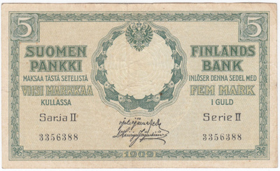 5 Markkaa 1909 Sarja II, kl.4
