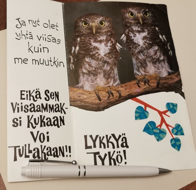 Hupikortti, onnittelukortti, kulkenut